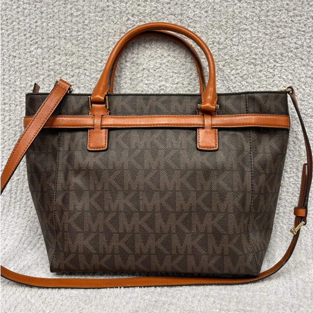 Michael Kors Brown Logo Print Medium Tote Purse #80280